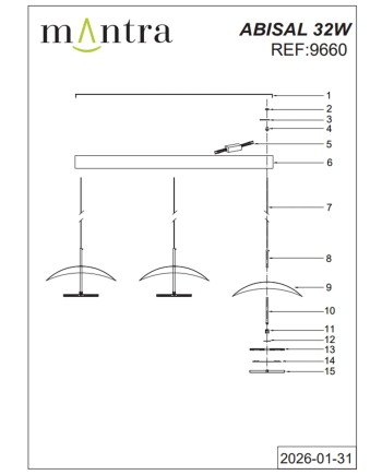 ABISAL * COLGANTE LED 3L LINEA 32W 3000K